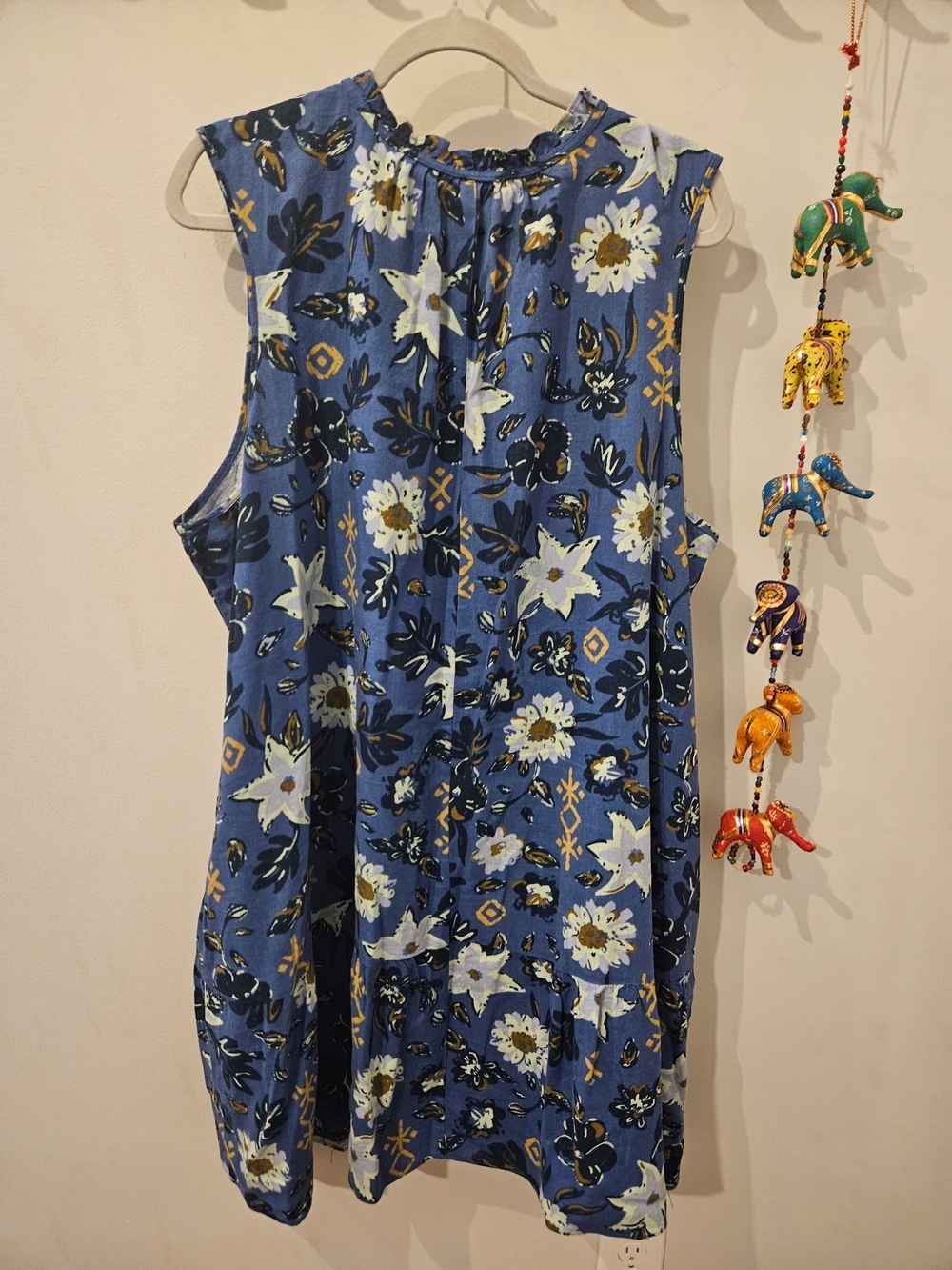 Sonoma Blue Floral Sleeveless Midi Dress